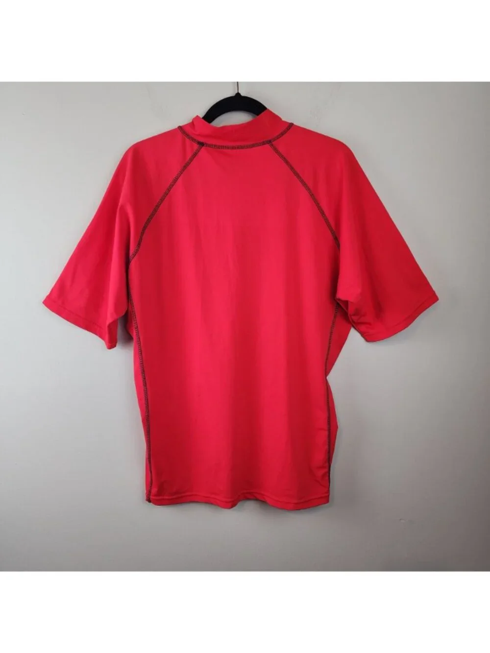 Coolibar sz L men short sleeve rush guard red contrast stitching UPF 50+